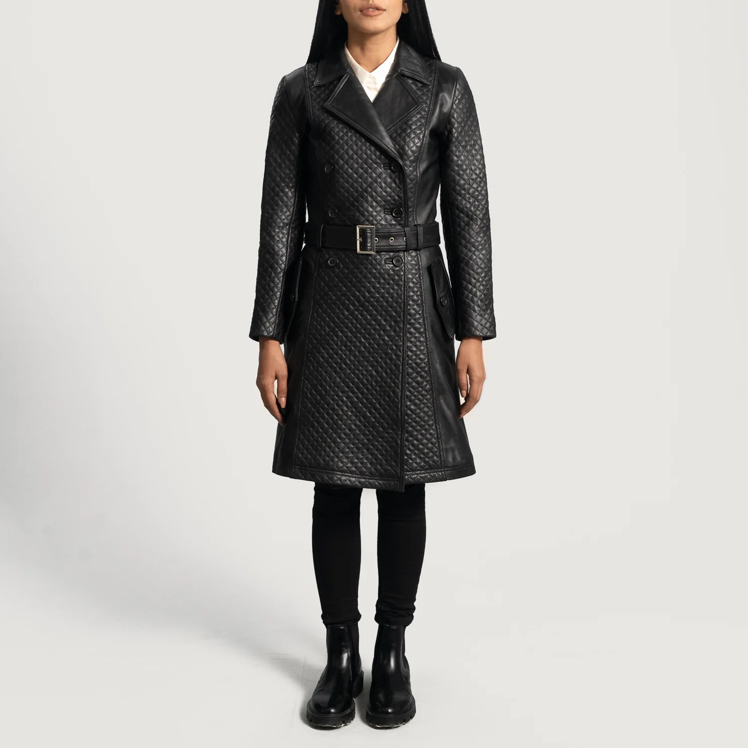 Sweet Susan Black Leather Trench Coat - Image 6