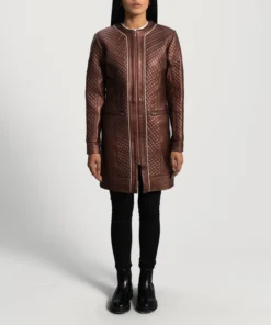 Alternative view of Trudy Lane Quilted Maroon Leather Coat