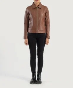 Alternative view of Vixen Brown Classic Collar Leather Jacket