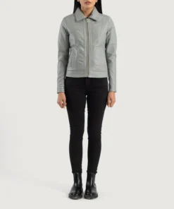 Alternative view of Vixen Grey Classic Collar Leather Jacket