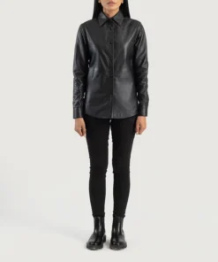 Alternative view of Zenith Black Leather Shirt Jacket