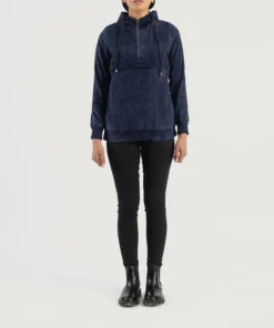 Alternative view of Zest Blue Hooded Suede Pullover Jacket