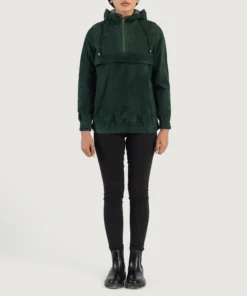 Alternative view of Zest Green Hooded Suede Pullover Jacket