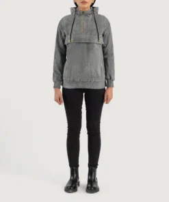 Alternative view of Zest Grey Hooded Suede Pullover Jacket