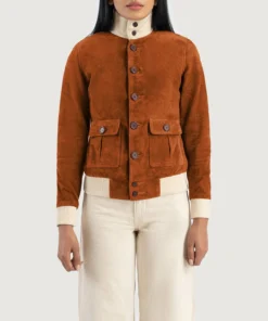 Alternative view of Sasha A1 Brown Suede Bomber Jacket