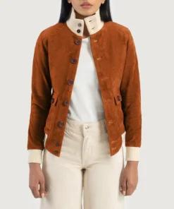 Sasha A1 Brown Suede Bomber Jacket