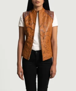 Alternative view of Westina Tan Dye Leather Vest