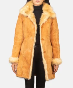 Erica Shearling Beige Leather Coat