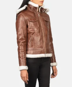 Alternative view of Fiona Brown Hooded Shearling Leather Jacket