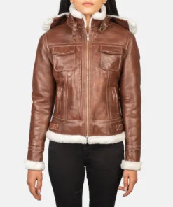 Fiona Brown Hooded Shearling Leather Jacket