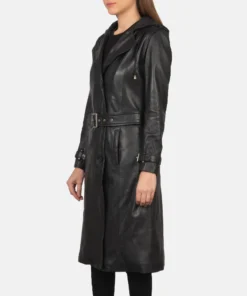 Alternative view of Fixon Hooded Black Trench Coat