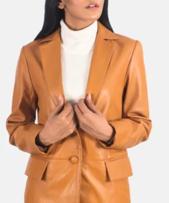Marilyn Tan Brown Leather Blazer