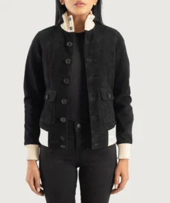 Sasha A1 Black Suede Bomber Jacket