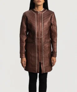 Trudy Lane Quilted Maroon Leather Coat