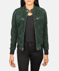 Zenna Green Suede Bomber Jacket